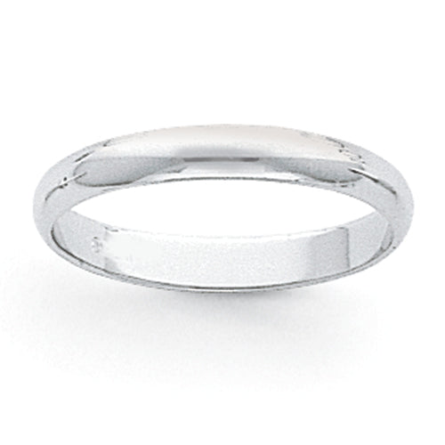 Platinum 3mm Half Round Wedding Band Size 11.5