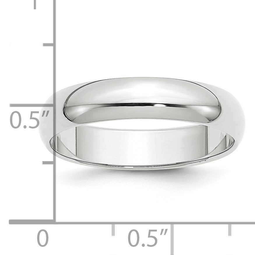 Platinum 5mm Half Round Wedding Band Size 6