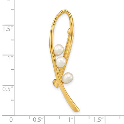 14k 4-5mm White Teardrop Freshwater Cultured Pearl Brooch
