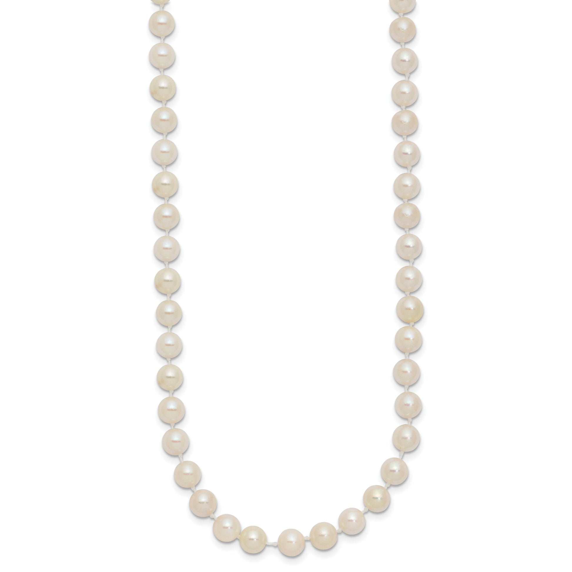 14k 5-6mm White Round Akoya Saltwater Cultured Pearl 24 inch Necklace