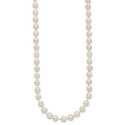 14k 5-6mm White Round Akoya Saltwater Cultured Pearl 24 inch Necklace
