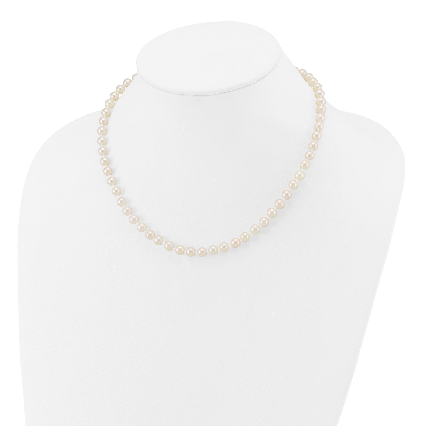 14k 5-6mm White Round Akoya Saltwater Cultured Pearl 16 inch Necklace
