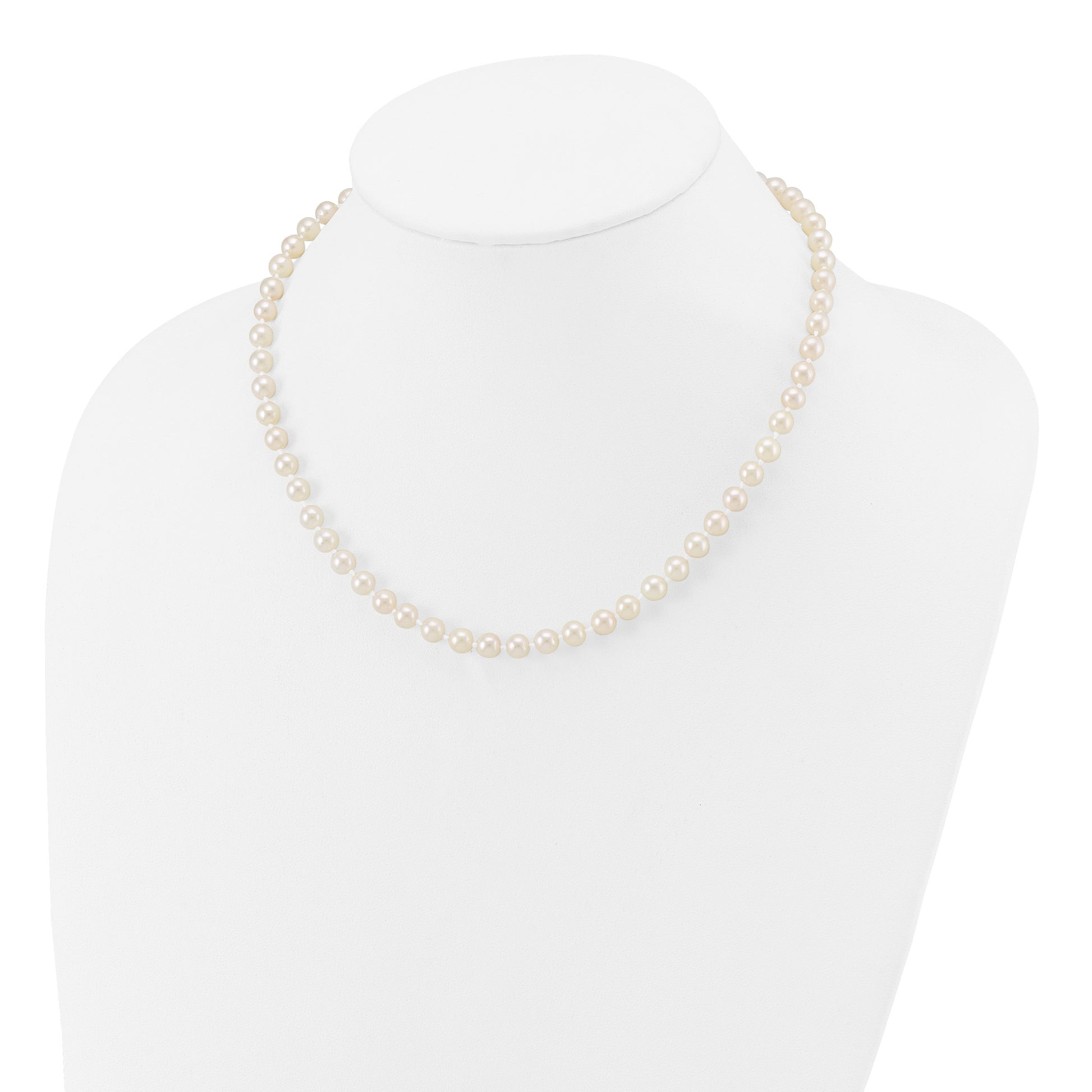 14k 5-6mm White Round Akoya Saltwater Cultured Pearl 16 inch Necklace