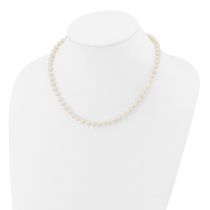 14k 5-6mm White Round Akoya Saltwater Cultured Pearl 16 inch Necklace