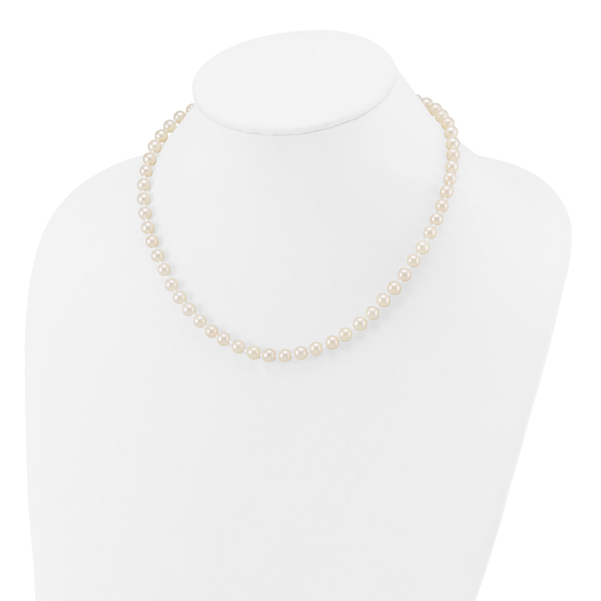 14k 5-6mm White Round Akoya Saltwater Cultured Pearl 16 inch Necklace