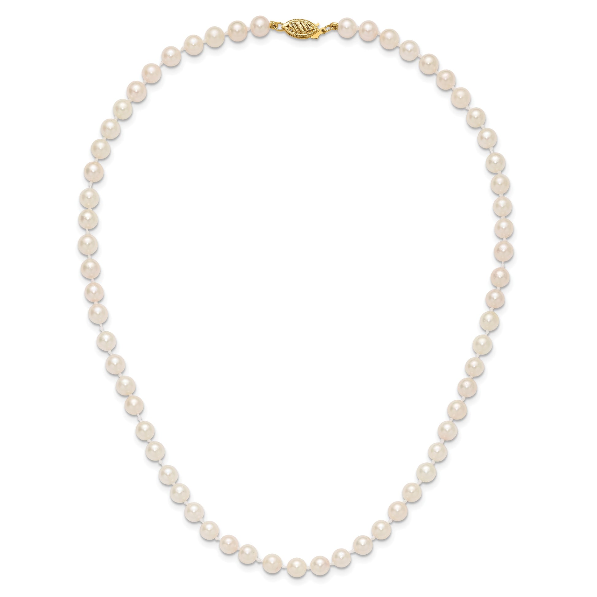 14k 5-6mm White Round Akoya Saltwater Cultured Pearl 16 inch Necklace