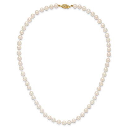 14k 5-6mm White Round Akoya Saltwater Cultured Pearl 16 inch Necklace