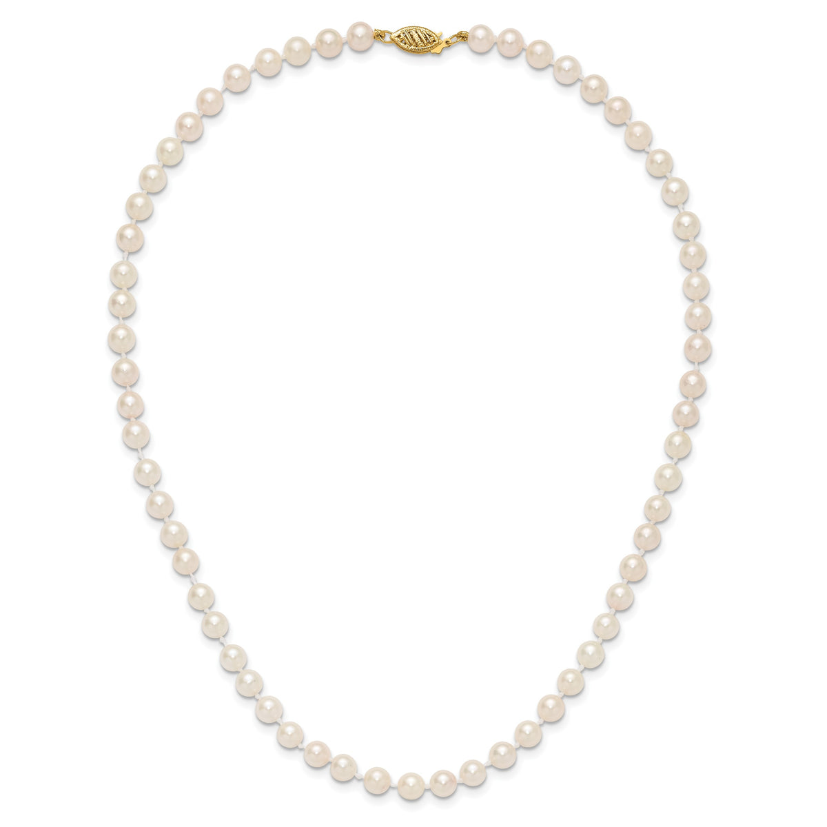14k 5-6mm White Round Akoya Saltwater Cultured Pearl 16 inch Necklace