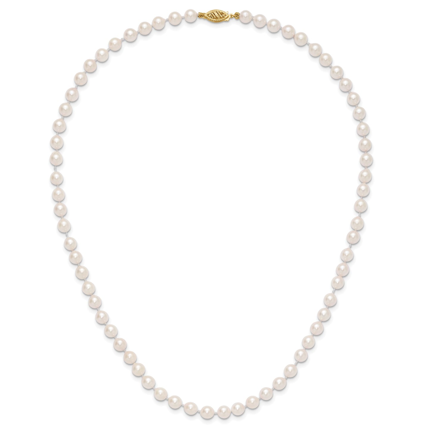 14k 5-6mm White Round Akoya Saltwater Cultured Pearl 18 inch Necklace