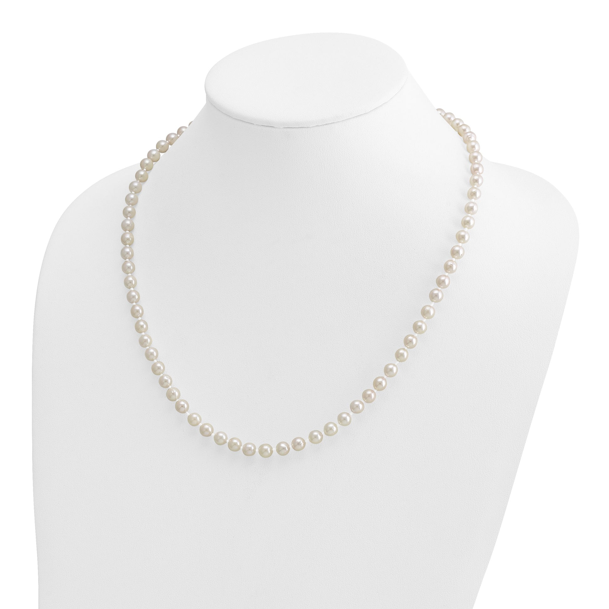 14k 5-6mm White Round Akoya Saltwater Cultured Pearl 20 inch Necklace