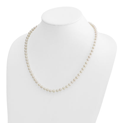 14k 5-6mm White Round Akoya Saltwater Cultured Pearl 20 inch Necklace