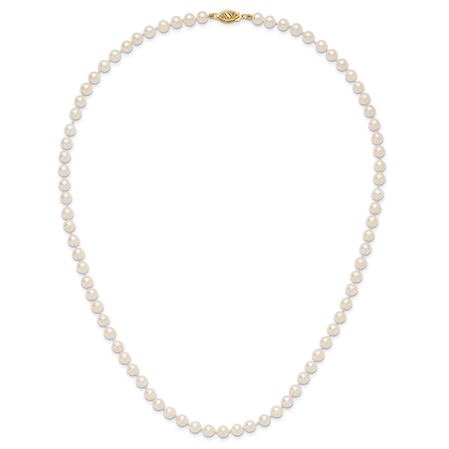 14k 5-6mm White Round Akoya Saltwater Cultured Pearl 20 inch Necklace