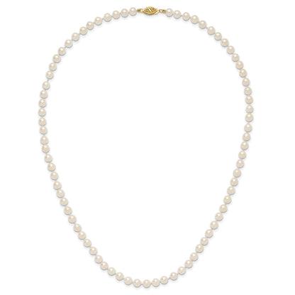 14k 5-6mm White Round Akoya Saltwater Cultured Pearl 20 inch Necklace