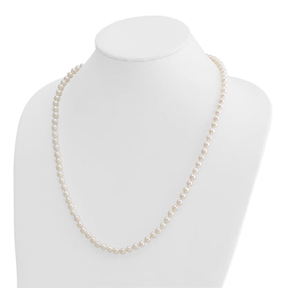 14k 5-6mm White Round Akoya Saltwater Cultured Pearl 24 inch Necklace