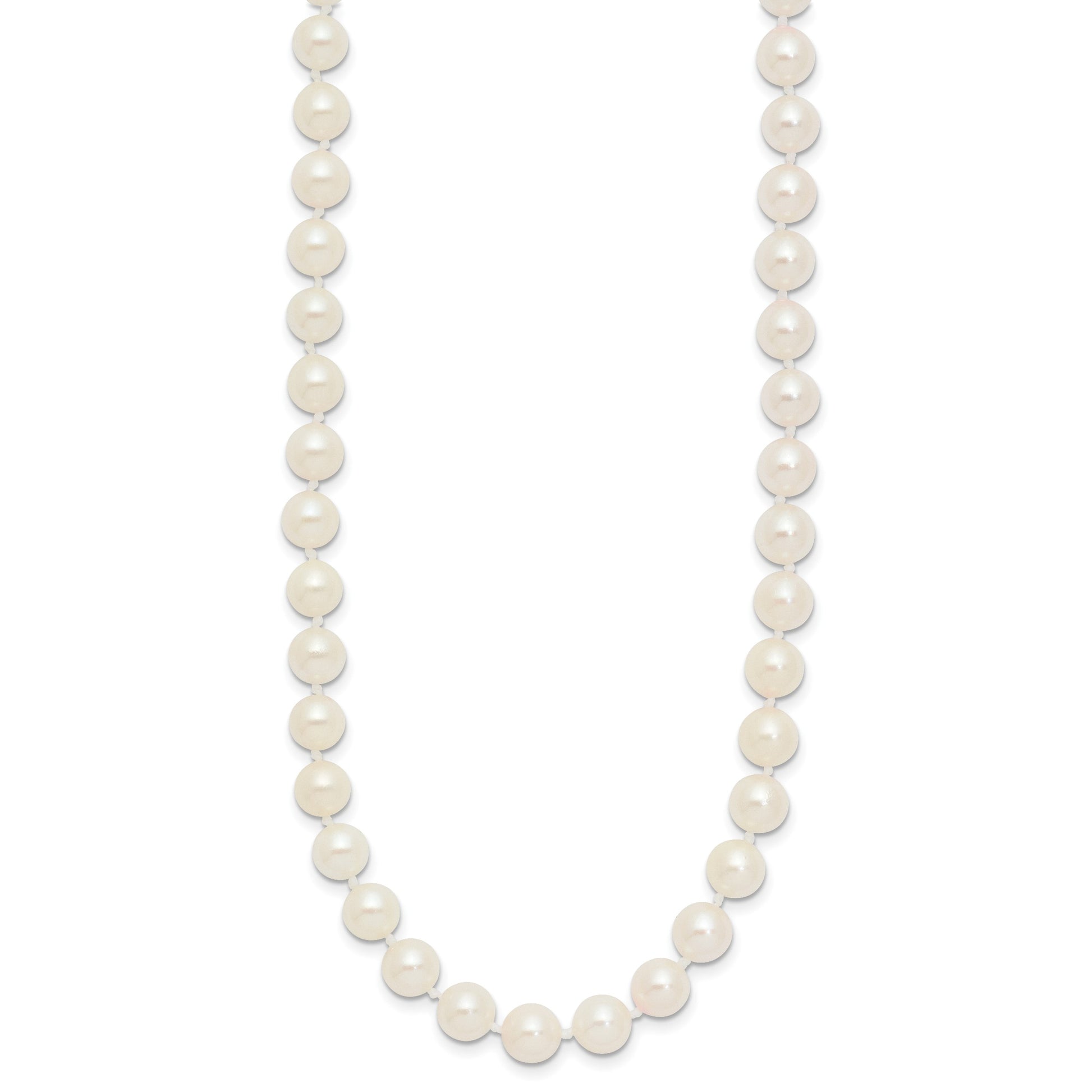 14k 6-7mm White Round Akoya Saltwater Cultured Pearl 24 inch Necklace