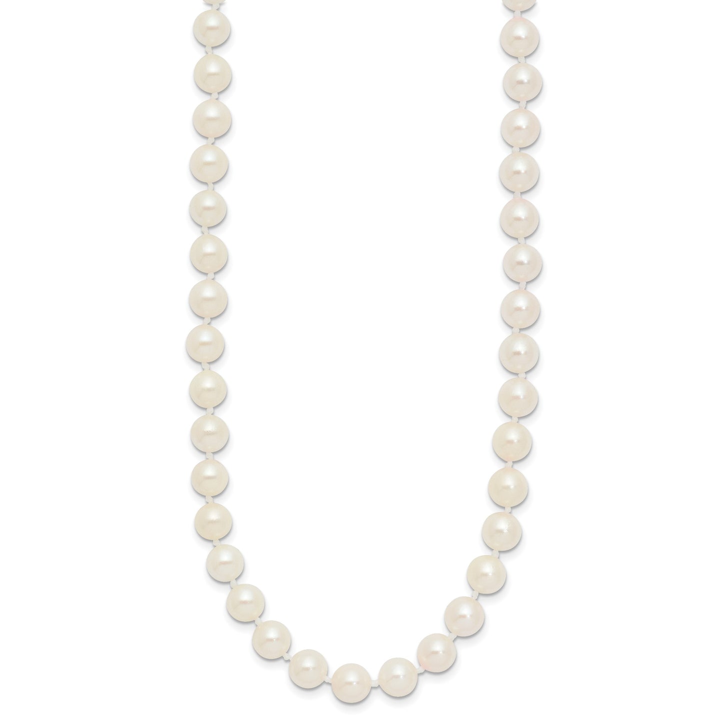 14k 6-7mm White Round Akoya Saltwater Cultured Pearl 24 inch Necklace