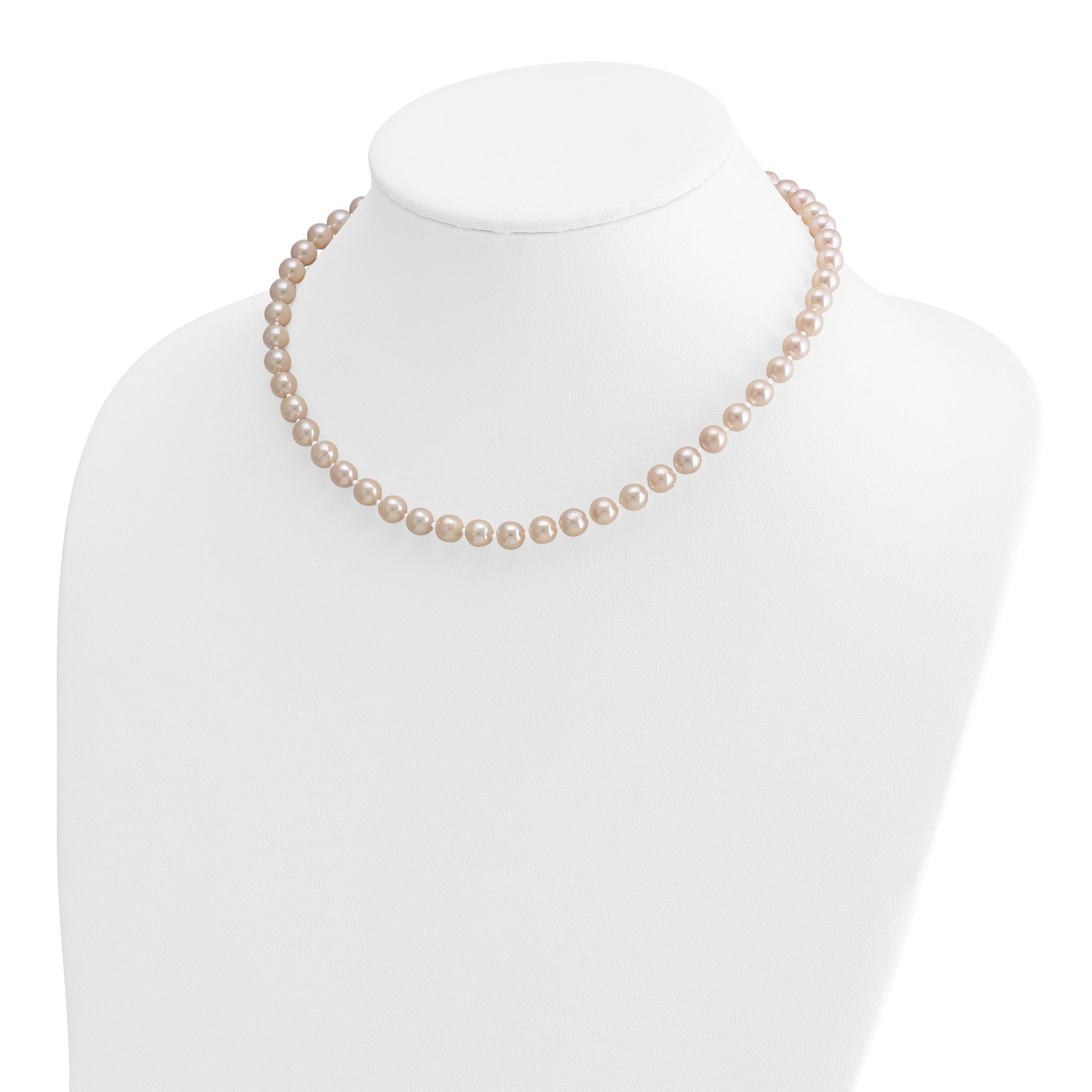 14k 6-7mm White Round Akoya Saltwater Cultured Pearl 16 inch Necklace