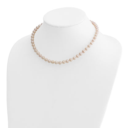 14k 6-7mm White Round Akoya Saltwater Cultured Pearl 16 inch Necklace