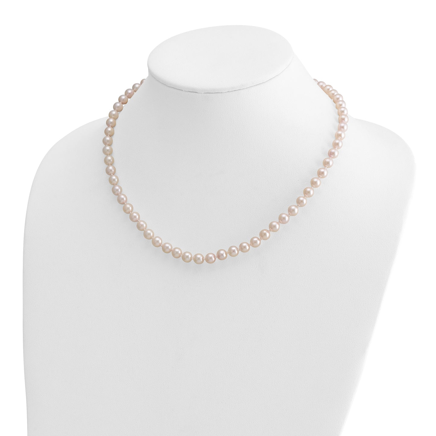 14k 6-7mm White Round Akoya Saltwater Cultured Pearl 18 inch Necklace