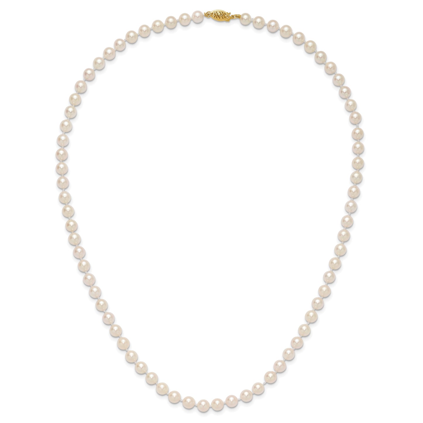 14k 6-7mm White Round Akoya Saltwater Cultured Pearl 20 inch Necklace