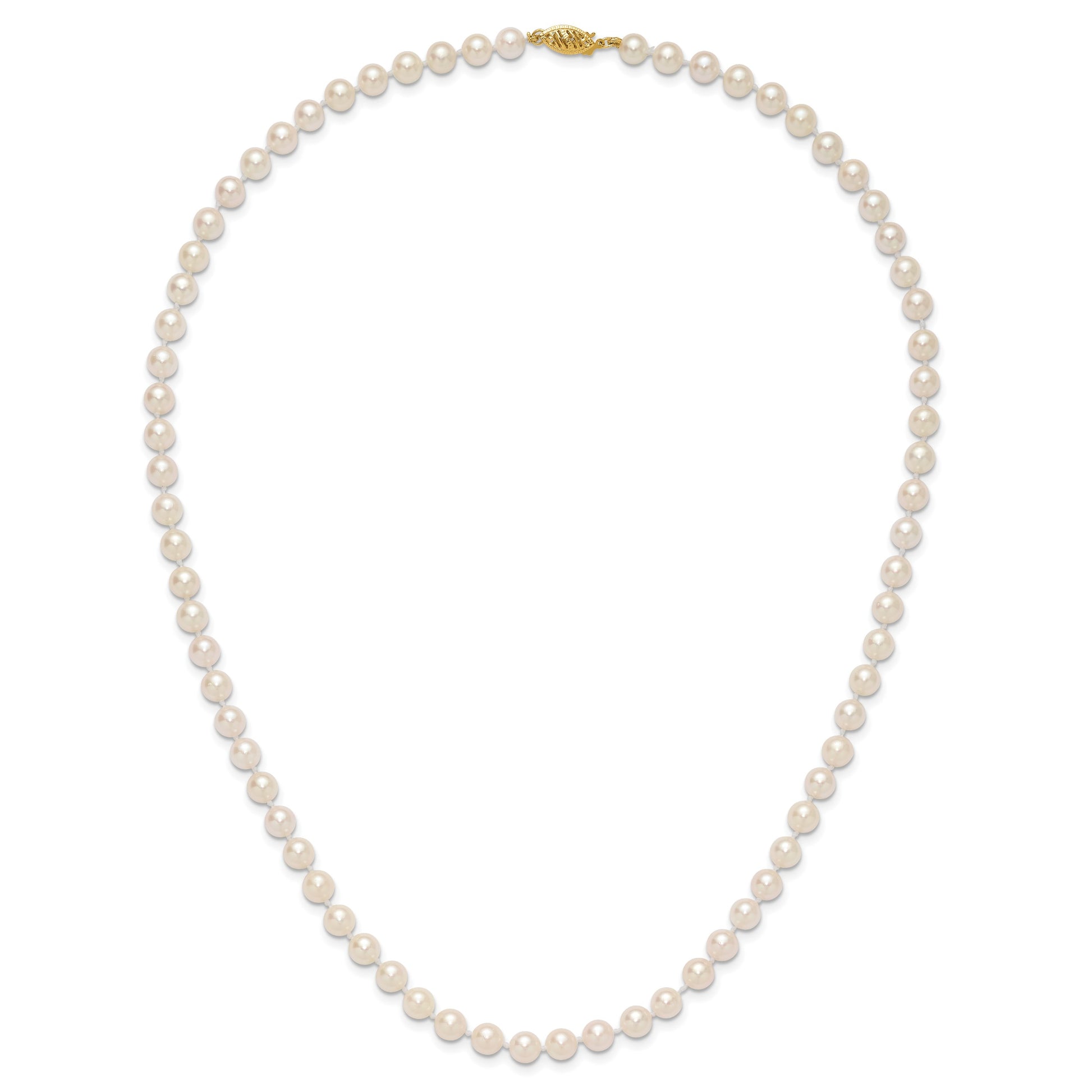 14k 6-7mm White Round Akoya Saltwater Cultured Pearl 20 inch Necklace