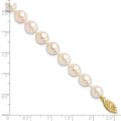 14k 7-8mm White Round Akoya Saltwater Cultured Pearl 7 inch Bracelet