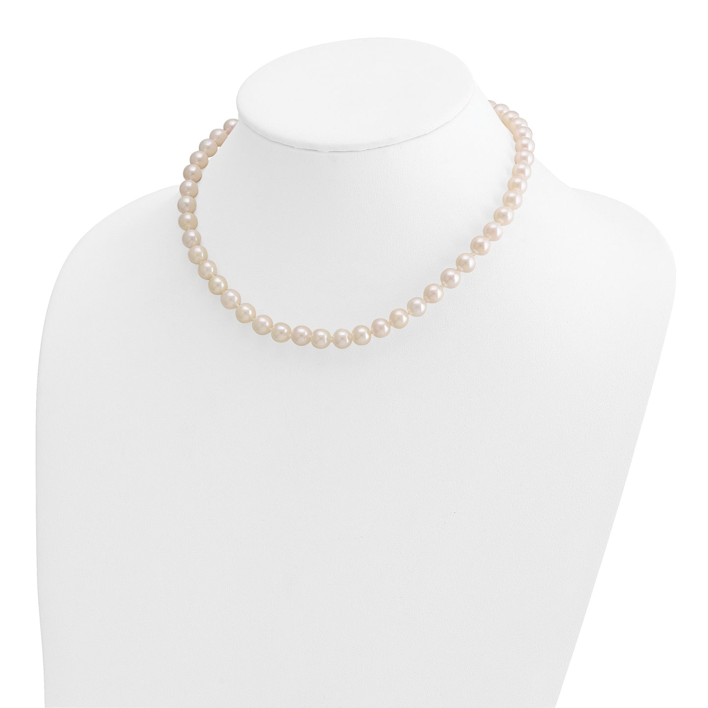 14k 7-8mm White Round Akoya Saltwater Cultured Pearl 16 inch Necklace