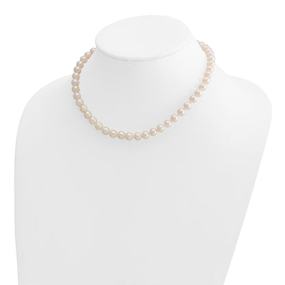 14k 7-8mm White Round Akoya Saltwater Cultured Pearl 16 inch Necklace