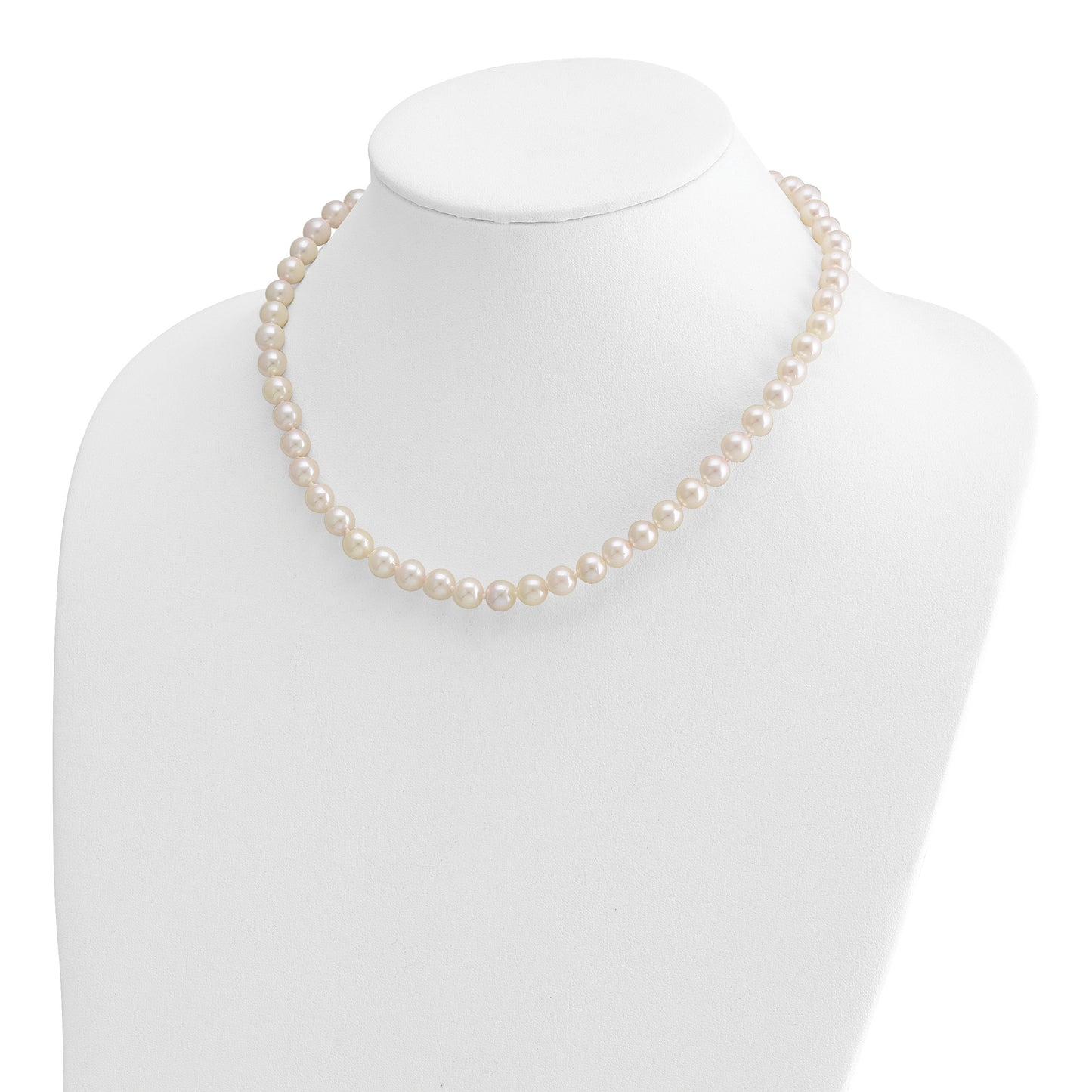 14k 7-8mm White Round Akoya Saltwater Cultured Pearl 18 inch Necklace