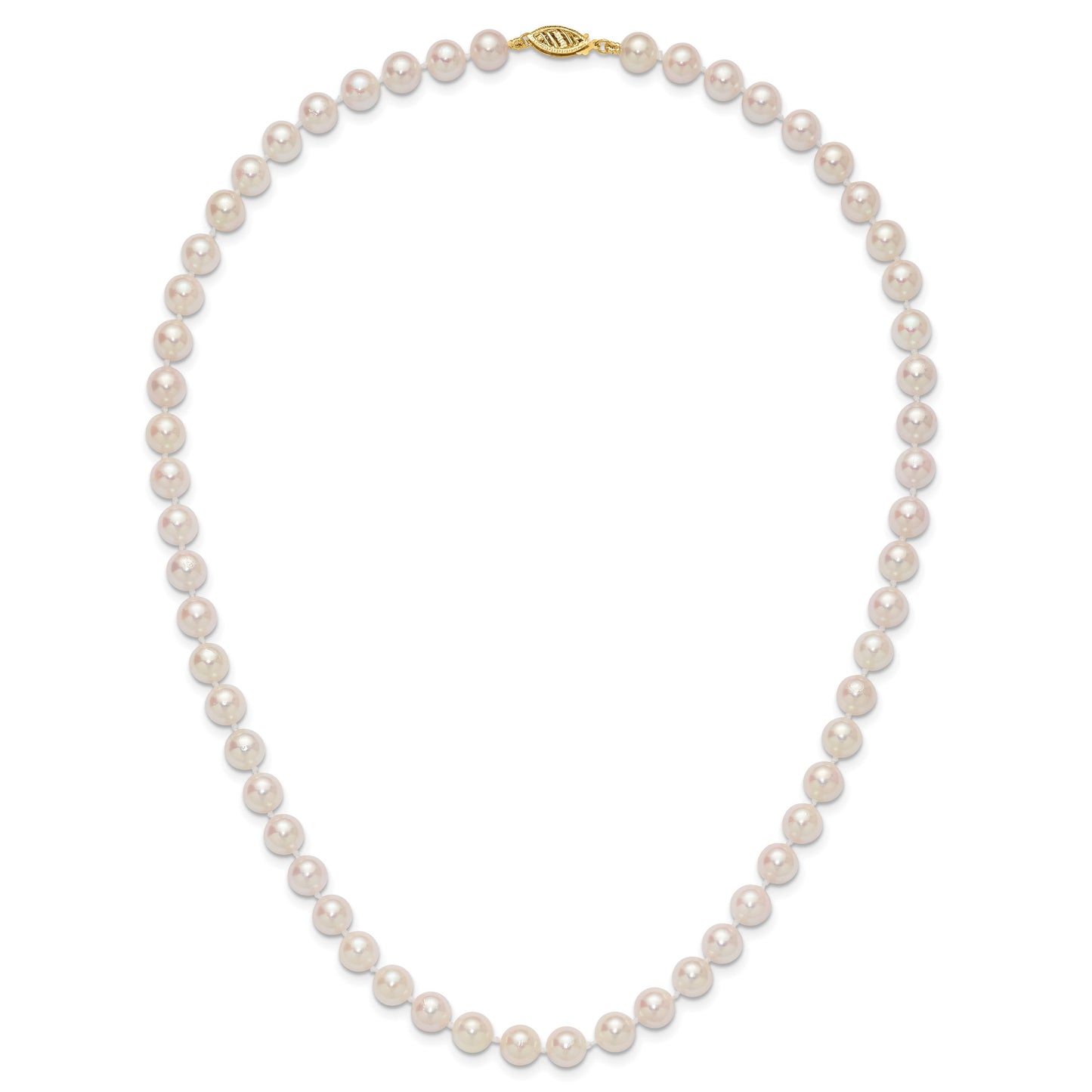 14k 7-8mm White Round Akoya Saltwater Cultured Pearl 18 inch Necklace