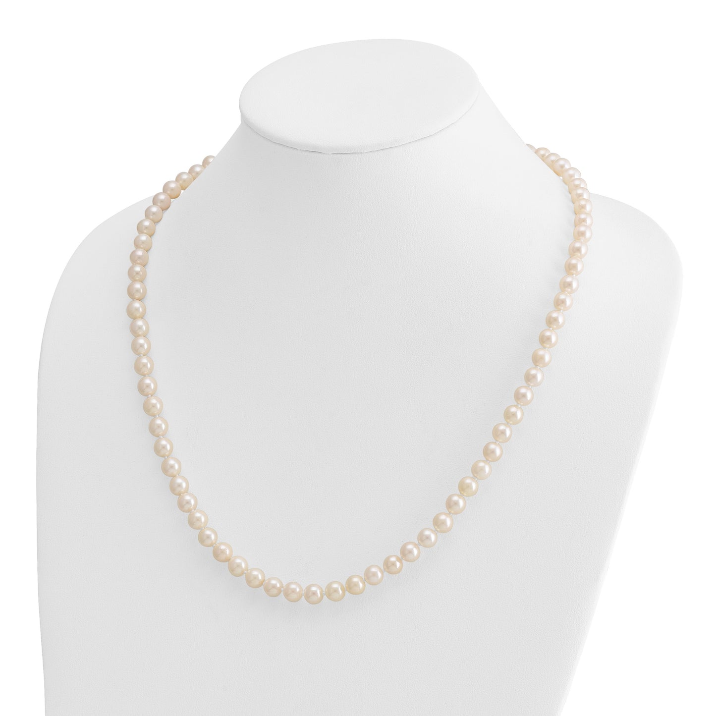 14k 7-8mm White Round Akoya Saltwater Cultured Pearl 24 inch Necklace