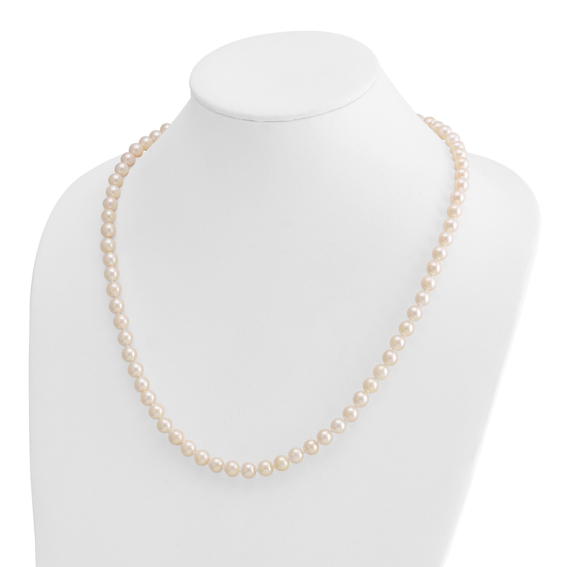 14k 7-8mm White Round Akoya Saltwater Cultured Pearl 24 inch Necklace