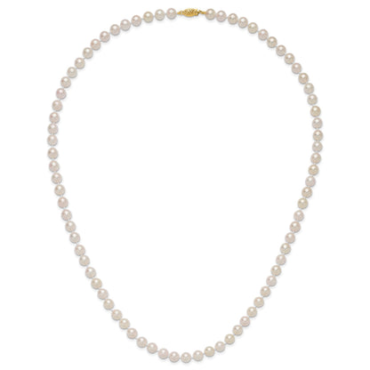 14k 7-8mm White Round Akoya Saltwater Cultured Pearl 24 inch Necklace