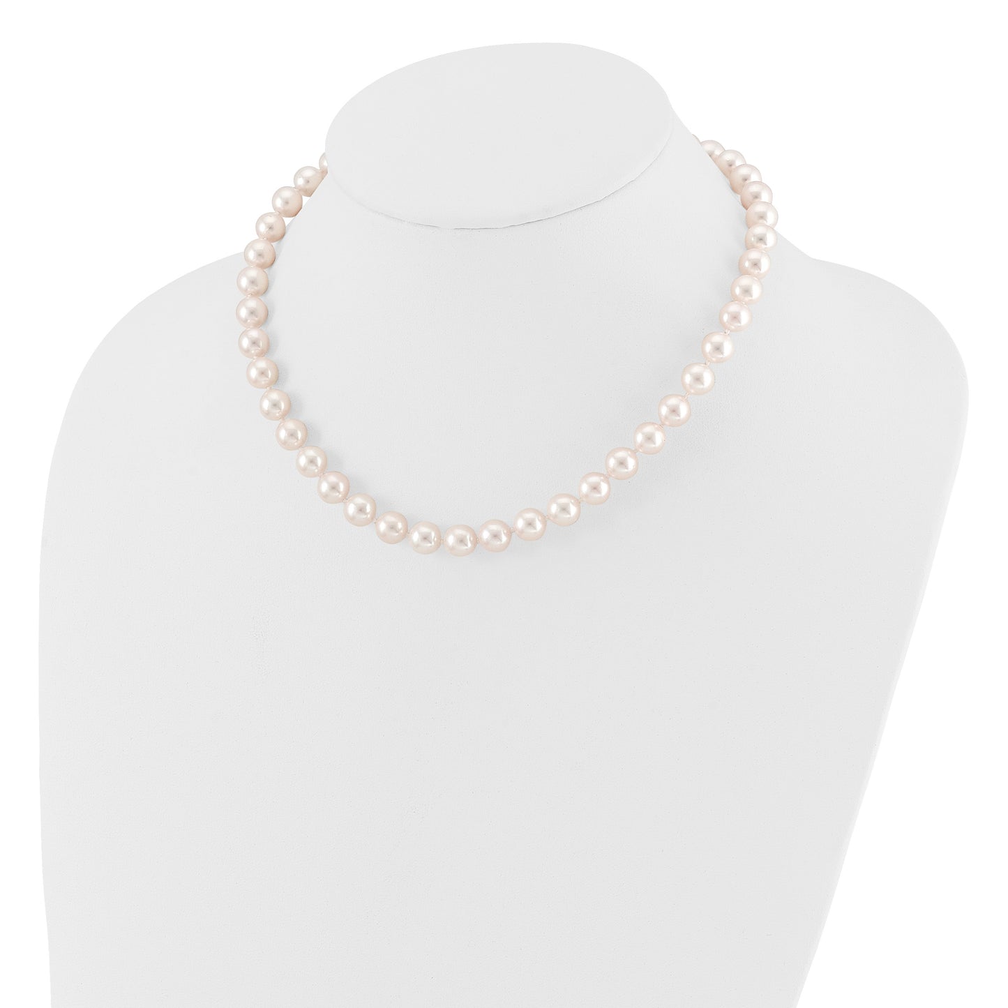 14k 8-9mm White Round Akoya Saltwater Cultured Pearl 16 inch Necklace