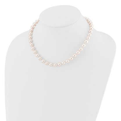 14k 8-9mm White Round Akoya Saltwater Cultured Pearl 16 inch Necklace
