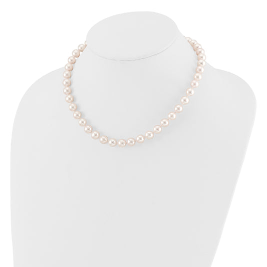 14k 8-9mm White Round Akoya Saltwater Cultured Pearl 16 inch Necklace