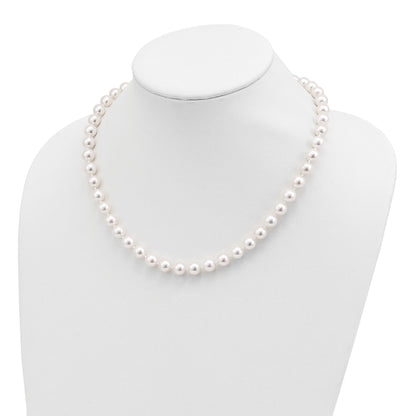 14k 8-9mm White Round Akoya Saltwater Cultured Pearl 18 inch Necklace