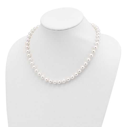 14k 8-9mm White Round Akoya Saltwater Cultured Pearl 18 inch Necklace