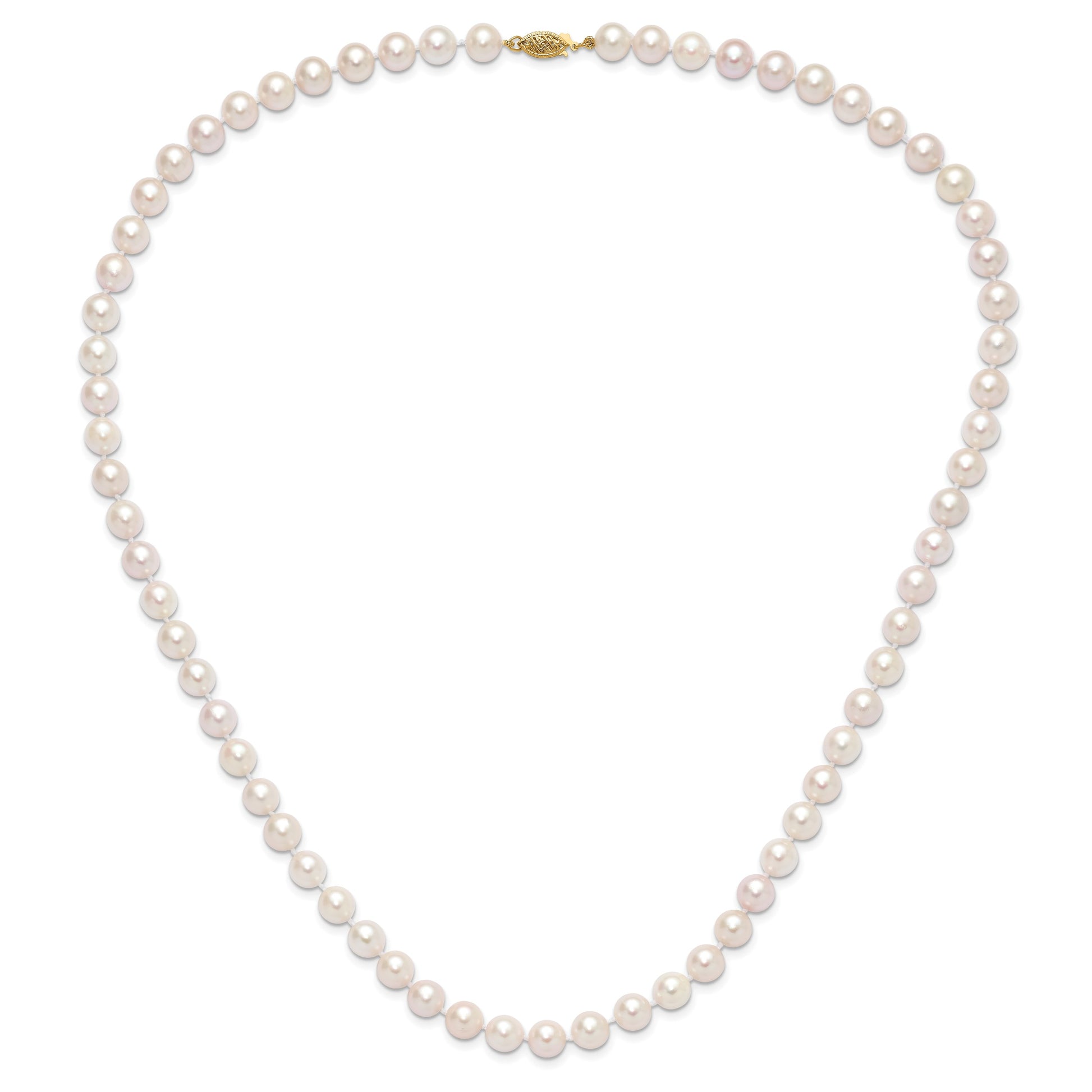 14k 8-9mm White Round Akoya Saltwater Cultured Pearl 24 inch Necklace