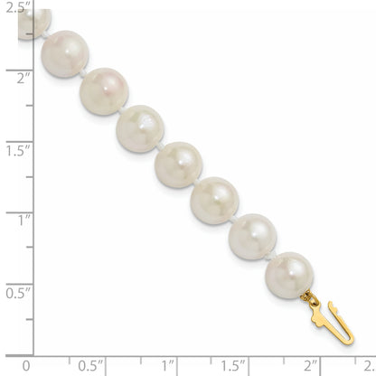 14k 8-9mm White Round Akoya Saltwater Cultured Pearl 7 inch Bracelet