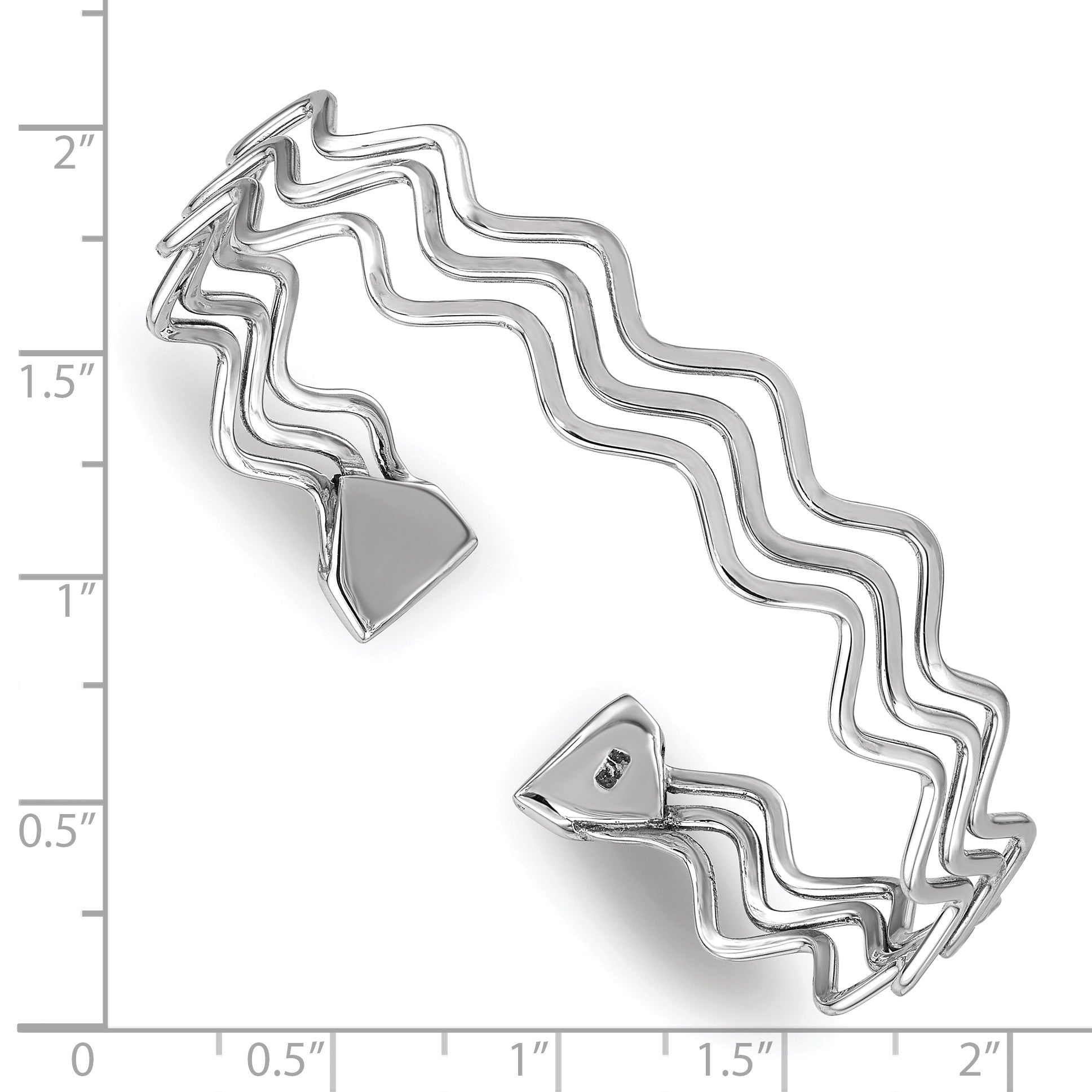 Sterling Silver Rhodium-plated Polished Multi Wave Bangle