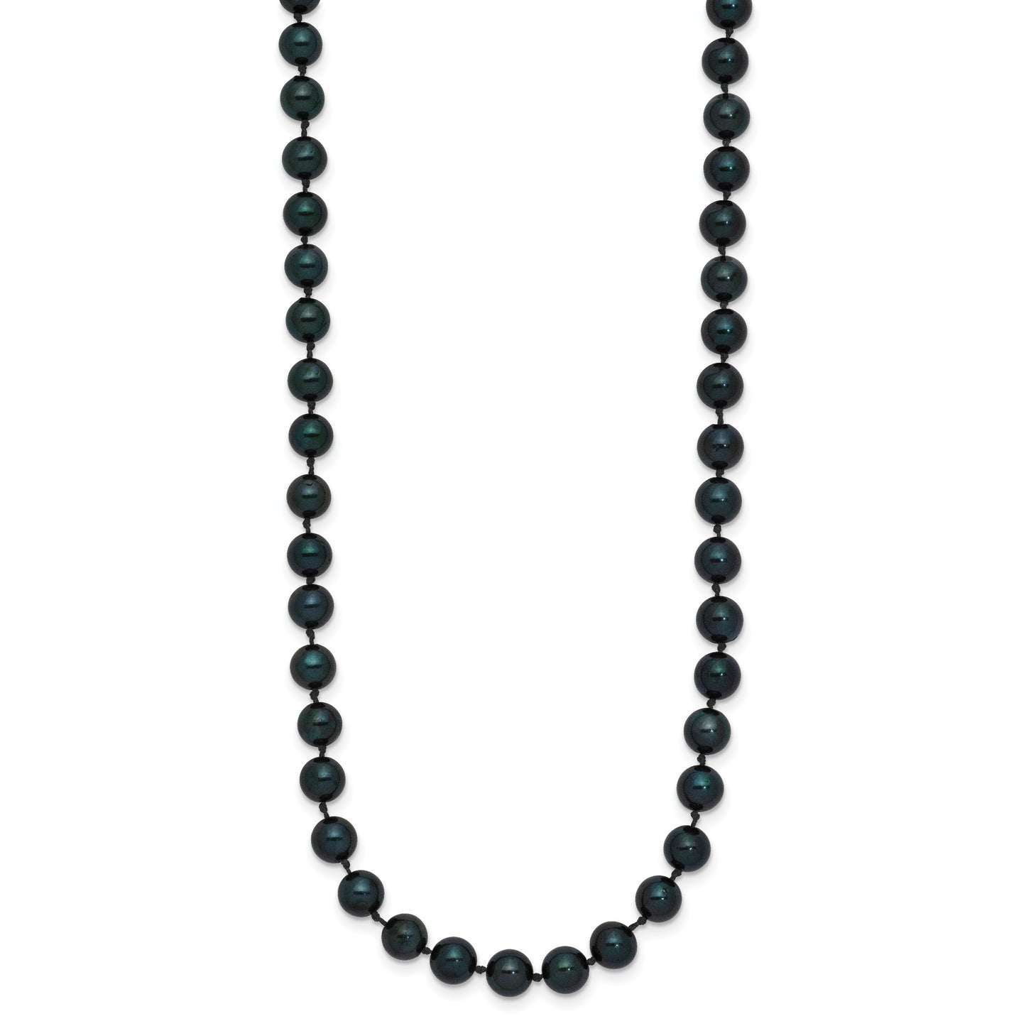 14k White Gold 5-6mm Black Round Akoya Saltwater Cultured Pearl 18 inch Necklace