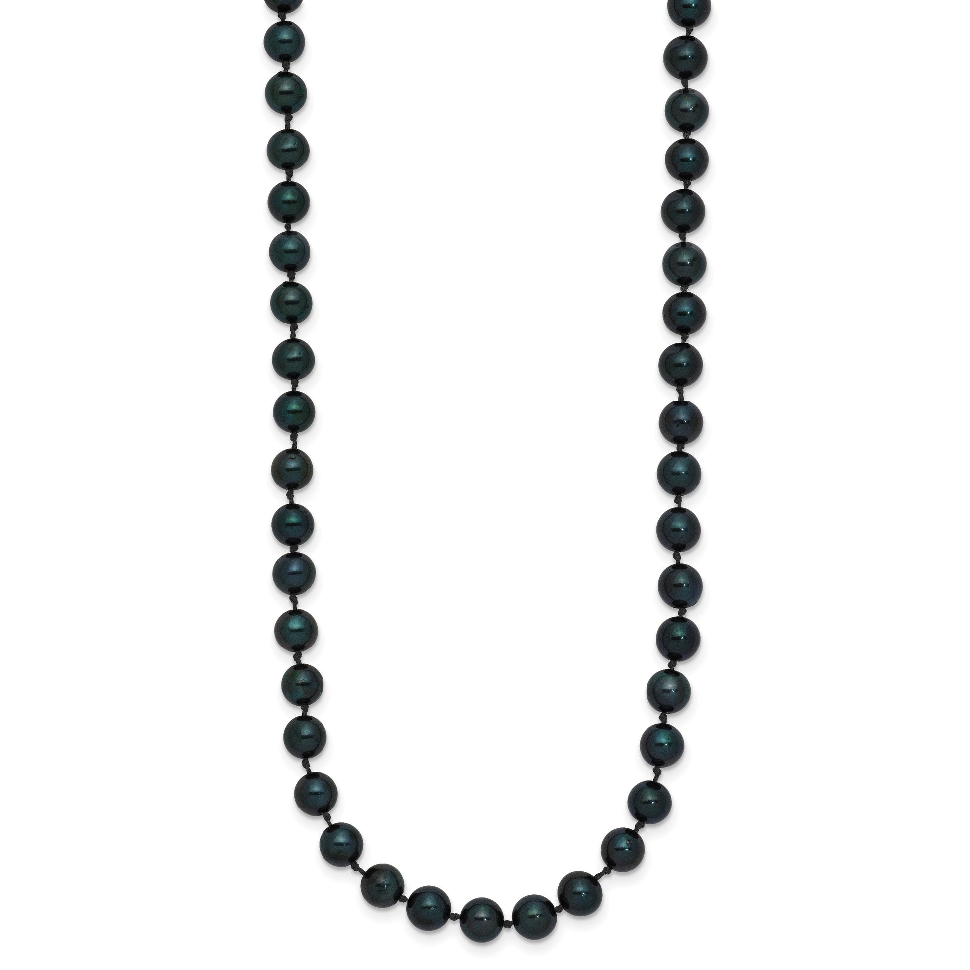 14k White Gold 5-6mm Black Round Akoya Saltwater Cultured Pearl 18 inch Necklace