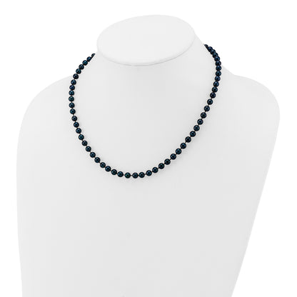 14k White Gold 5-6mm Black Round Akoya Saltwater Cultured Pearl 16 inch Necklace