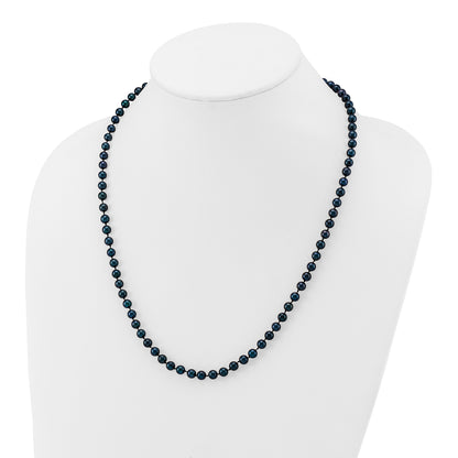 14k White Gold 5-6mm Black Round Akoya Saltwater Cultured Pearl 20 inch Necklace