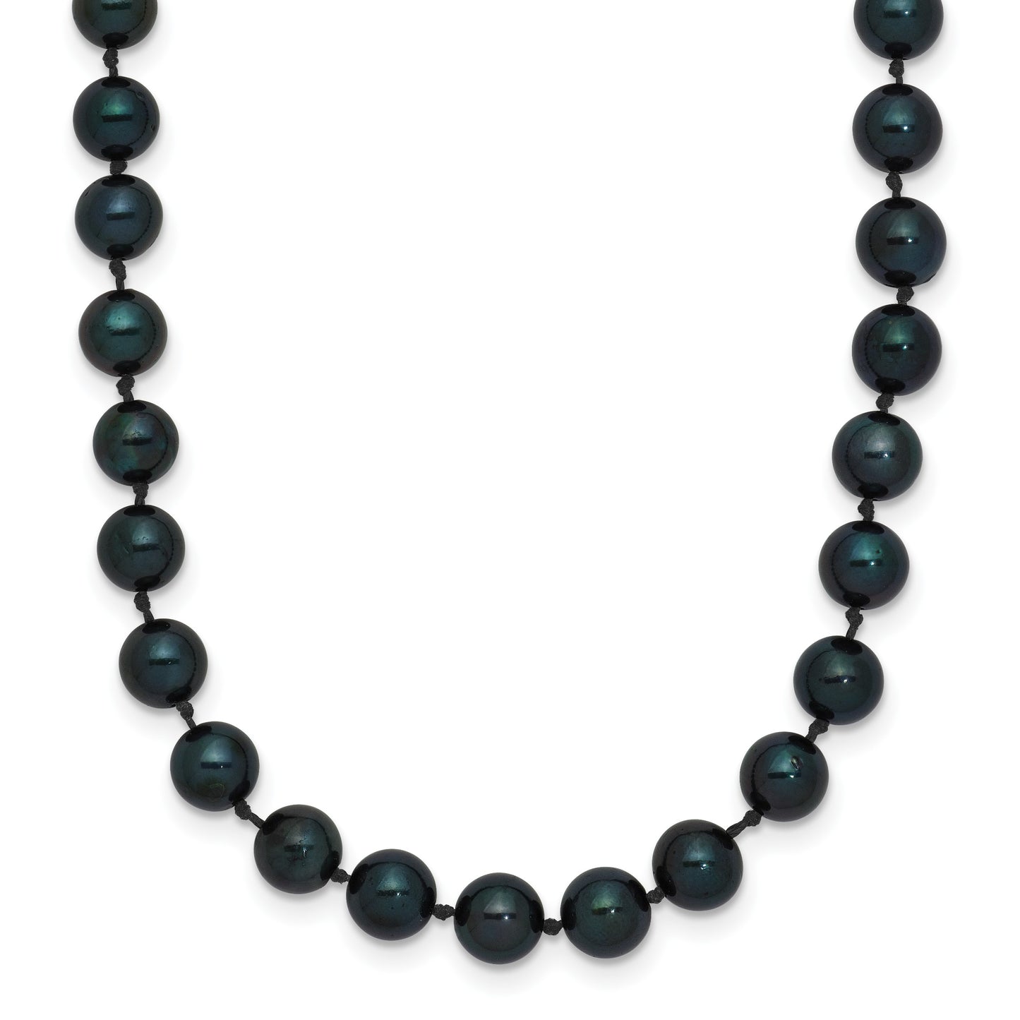 14k White Gold 5-6mm Black Round Akoya Saltwater Cultured Pearl 18 inch Necklace