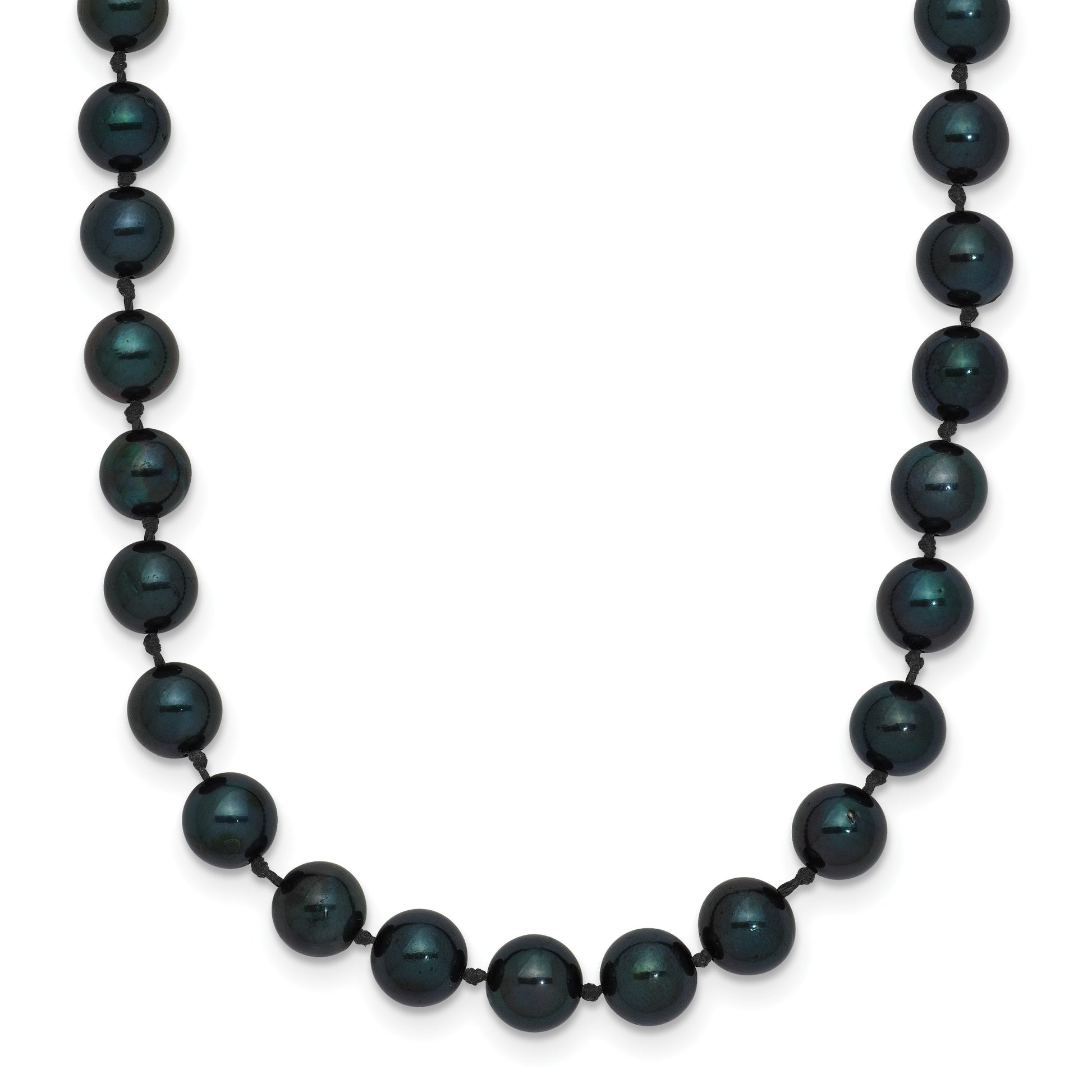 14k White Gold 5-6mm Black Round Akoya Saltwater Cultured Pearl 18 inch Necklace