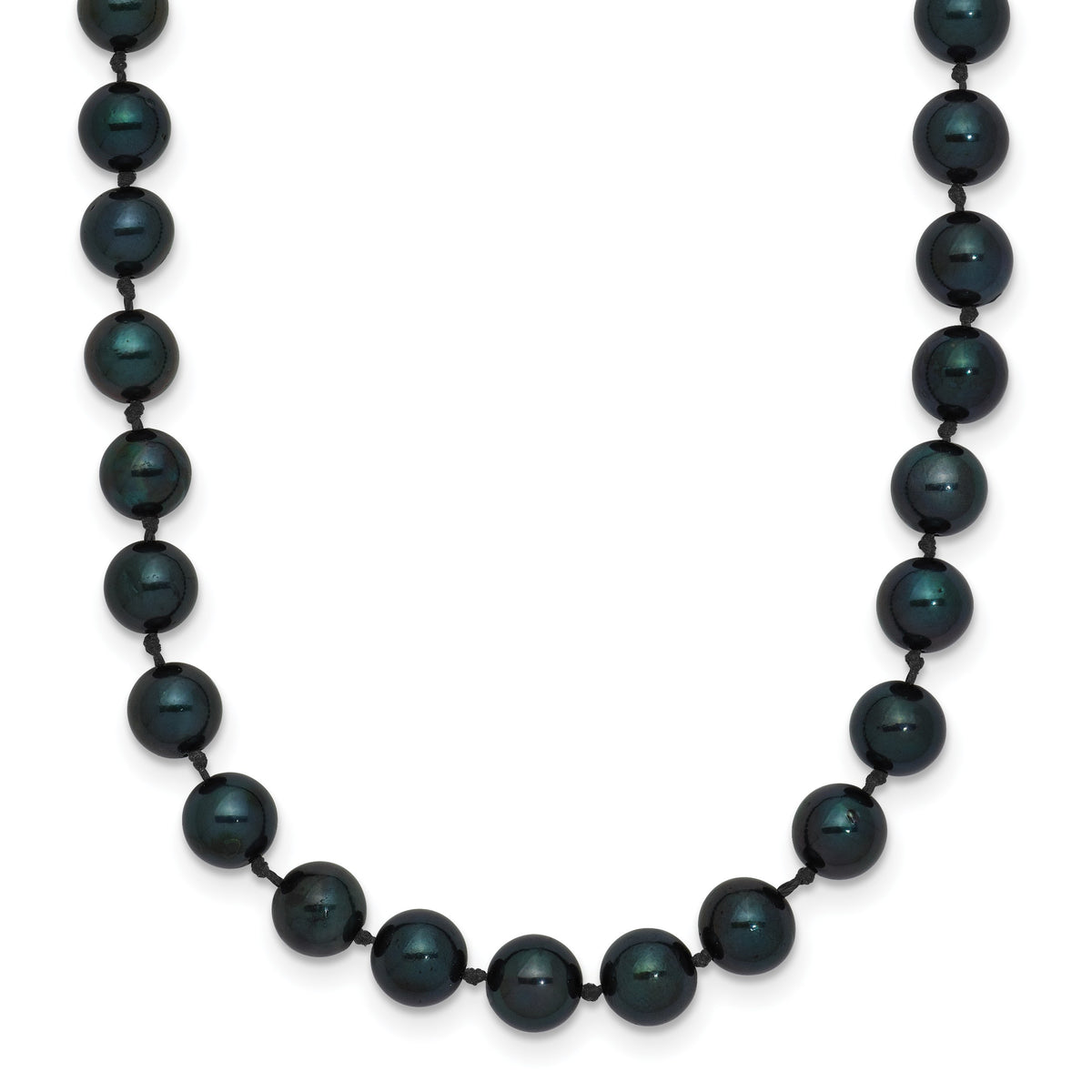 14k White Gold 5-6mm Black Round Akoya Saltwater Cultured Pearl 16 inch Necklace