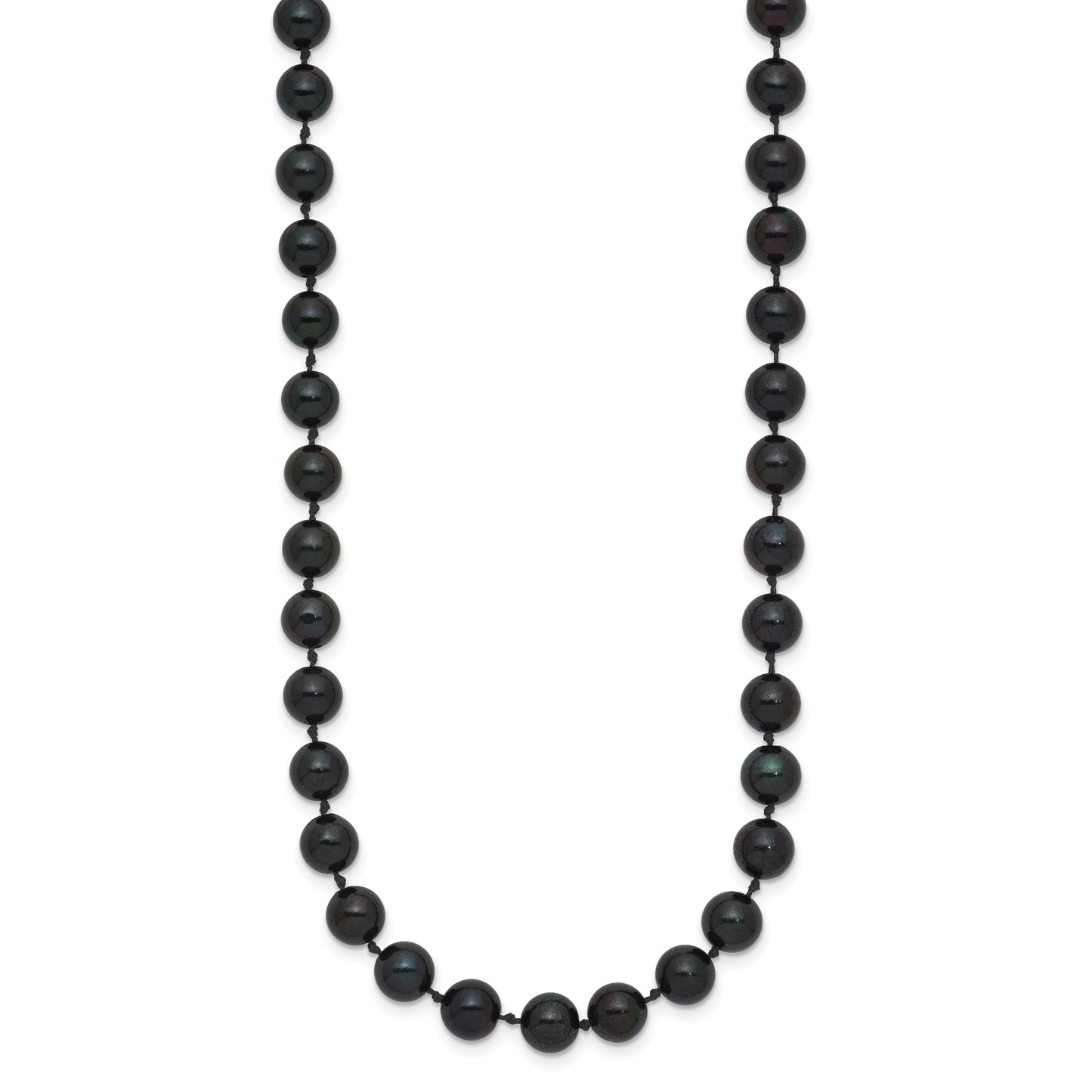 14k White Gold 6-7mm Black Round Akoya Saltwater Cultured Pearl 16 inch Necklace