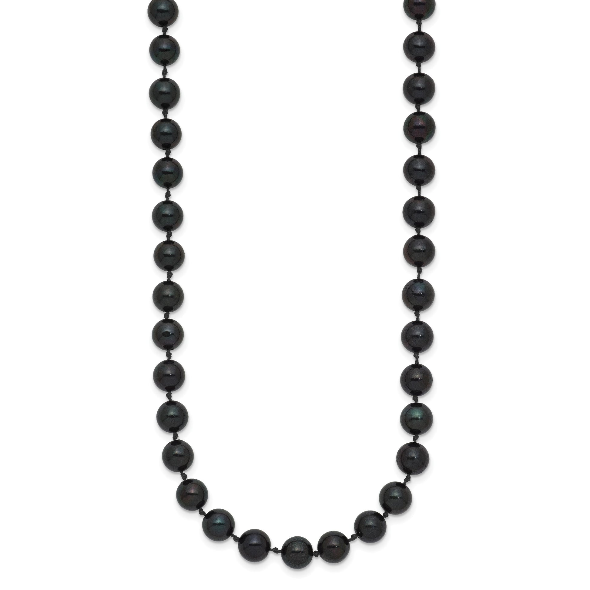 14k White Gold 6-7mm Black Round Akoya Saltwater Cultured Pearl 16 inch Necklace